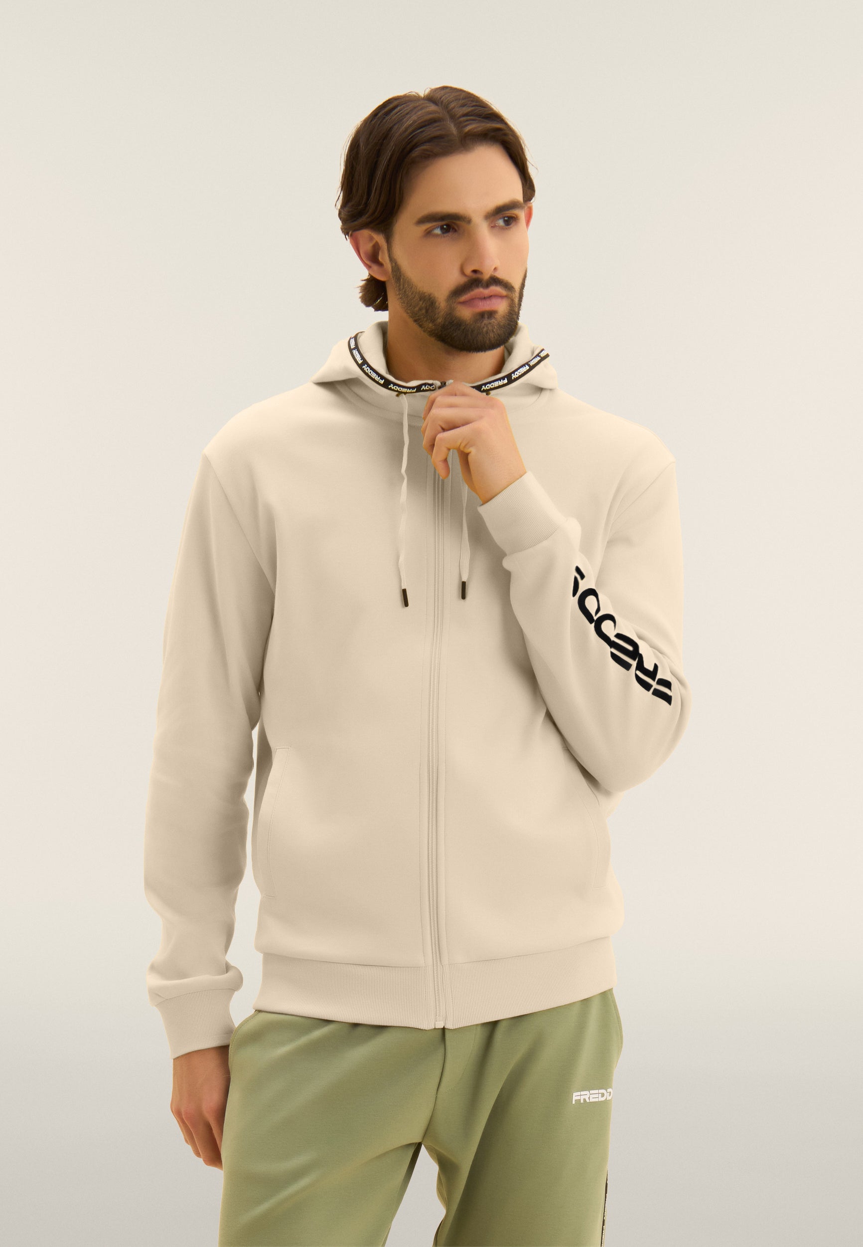 Cotton interlock zip hoodie
