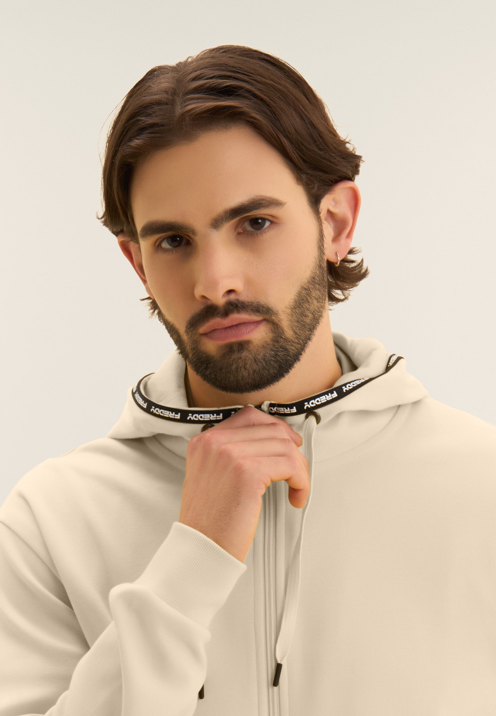 Cotton interlock zip hoodie