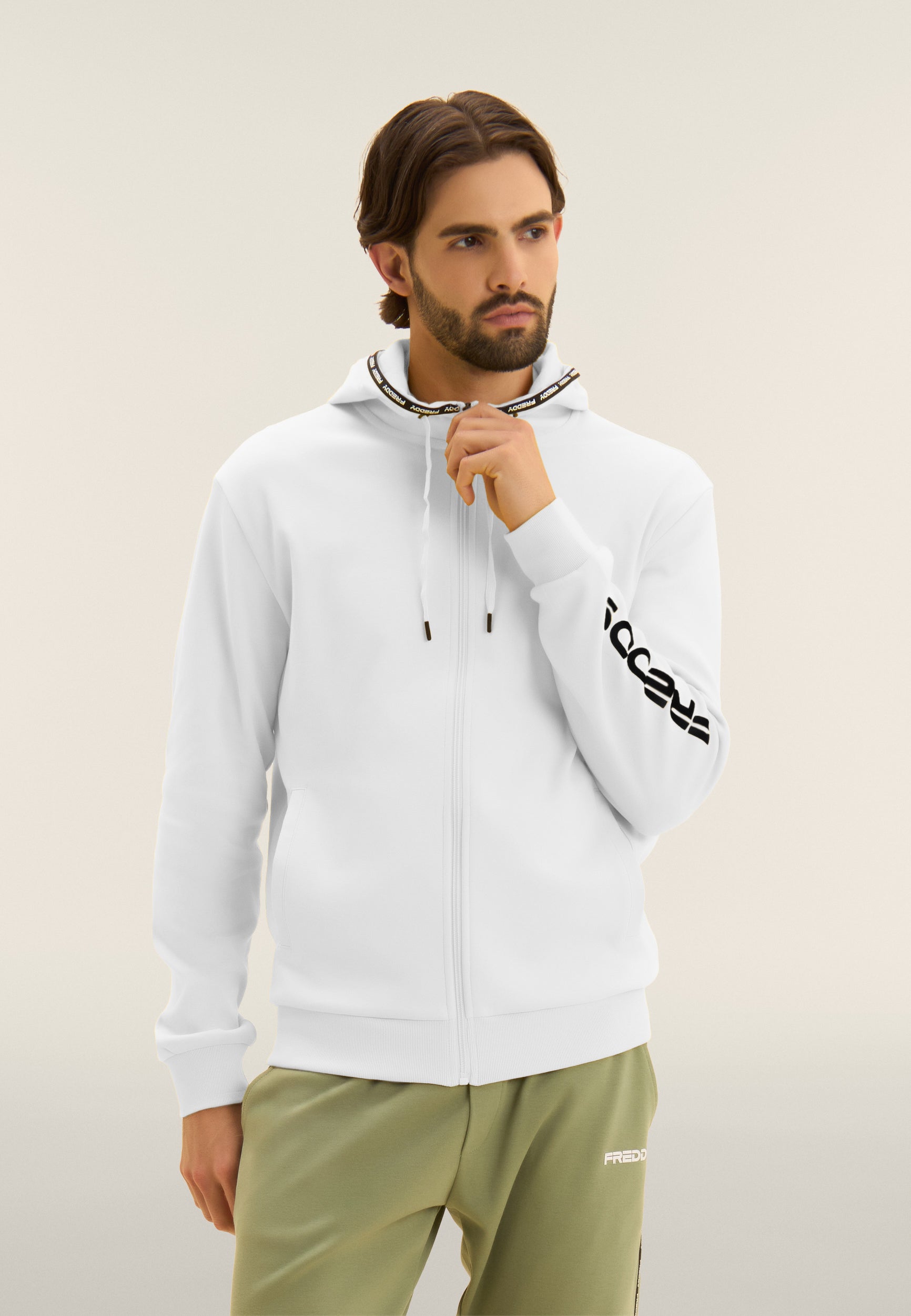 Cotton interlock zip hoodie
