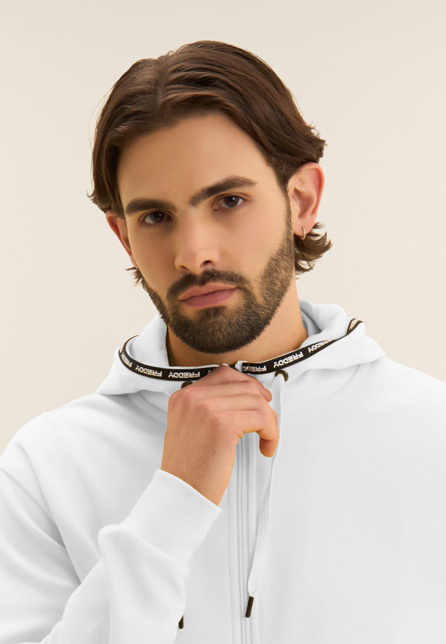 Cotton interlock zip hoodie