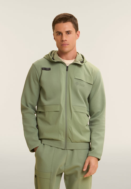 Zip hoodie with nylon ripstop inserts
