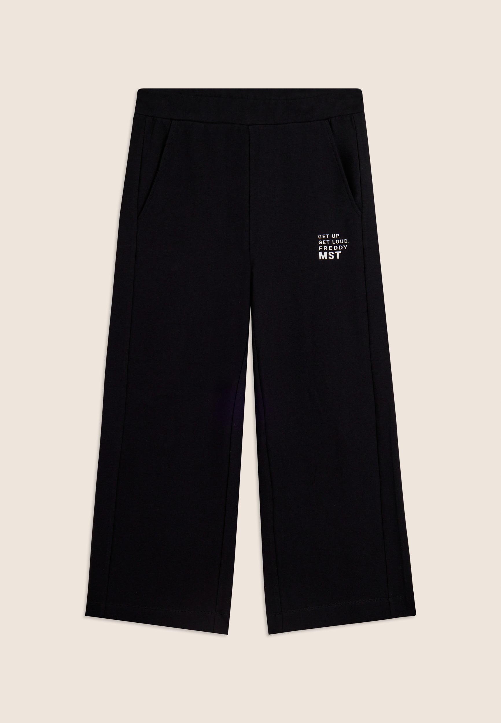 Wide leg cropped athletic trousers with FREDDY MST graphics
