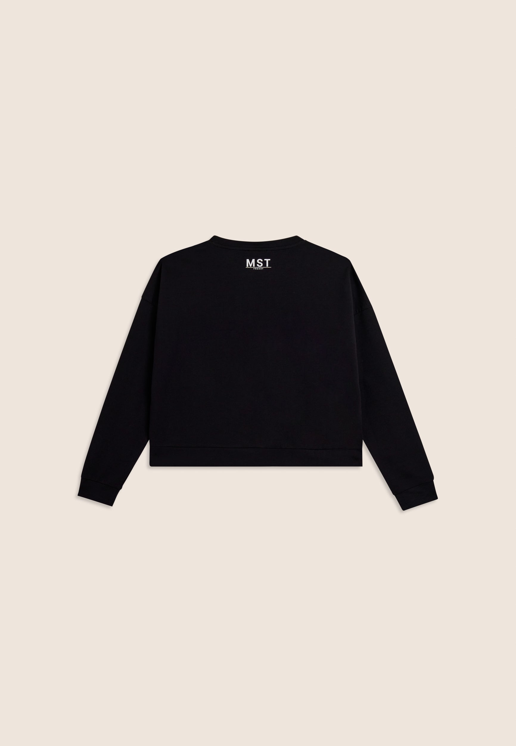 Cropped crew neck sweatshirt with MST maxi print