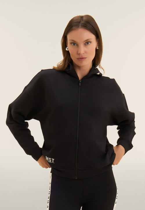 Cropped zip hoodie with MST print
