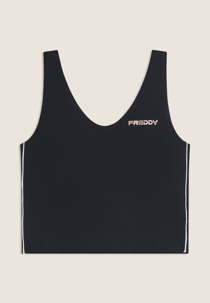 Cropped slim-fit tank top with V-neck in quick-dry jersey