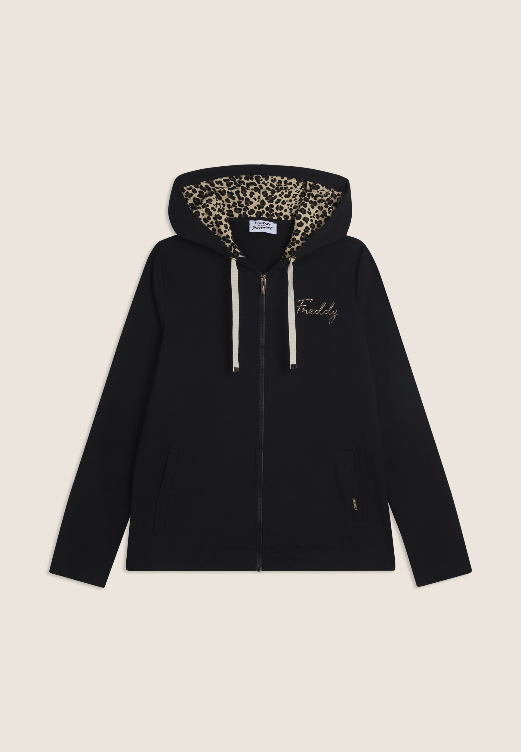 Zip hoodie with animal lining