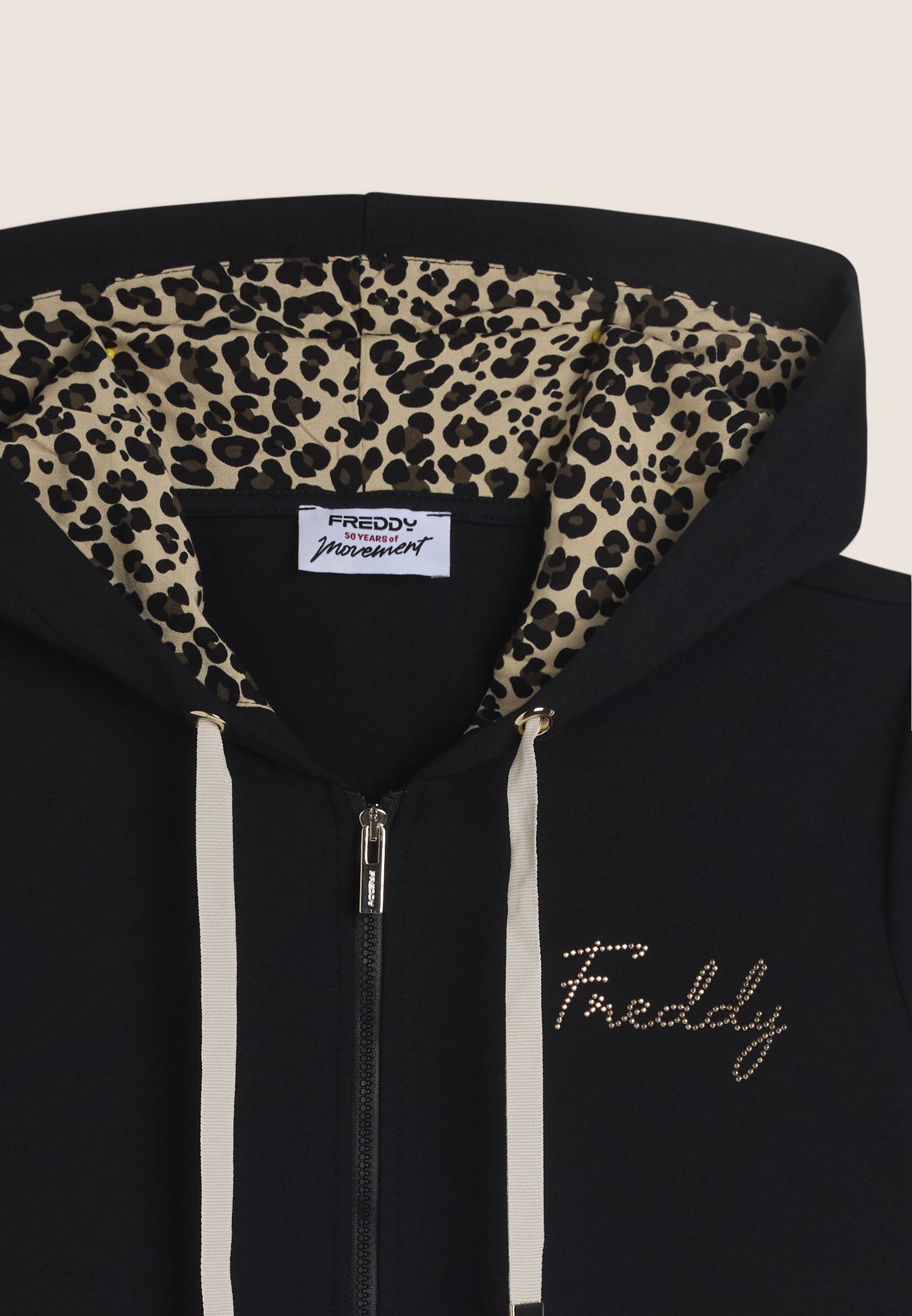 Zip hoodie with animal lining