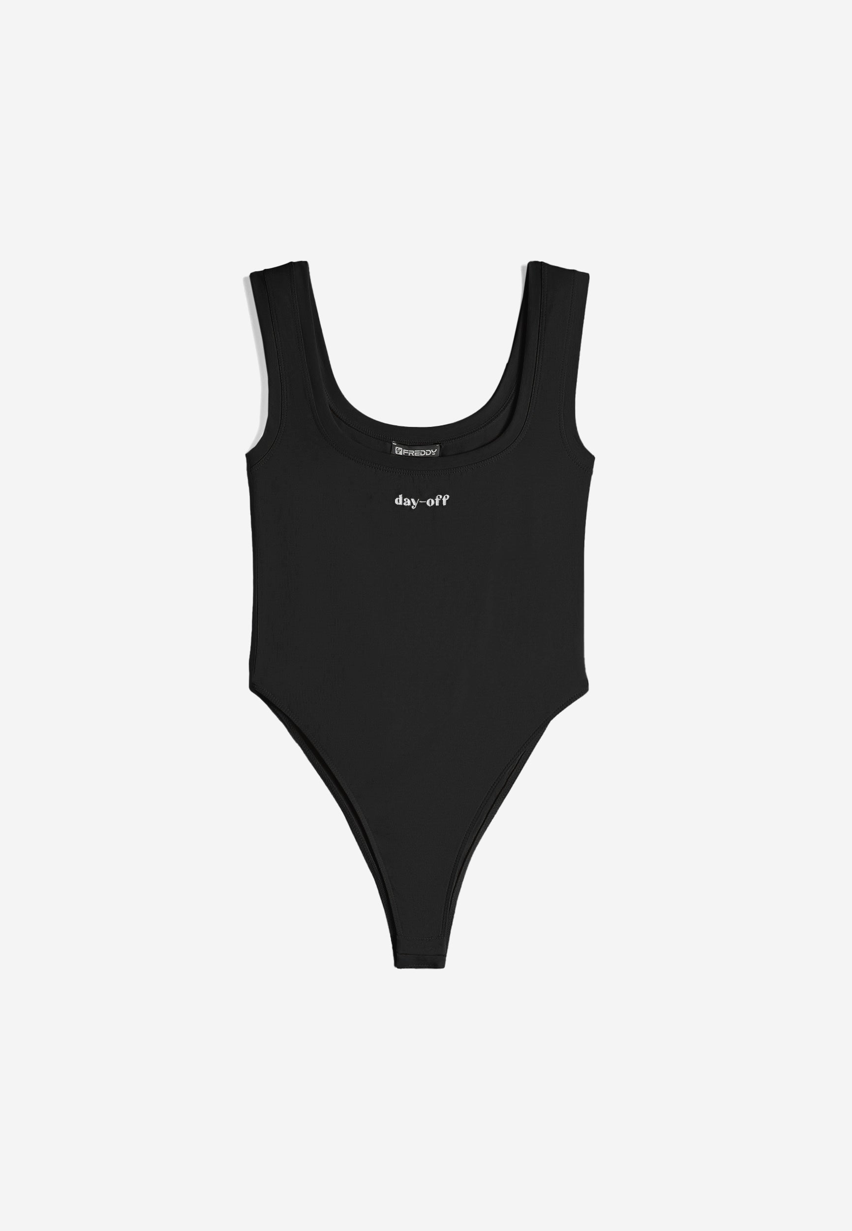 Tank-style stretch jersey bodysuit with a square neckline Tank-style stretch jersey bodysuit with a square neckline