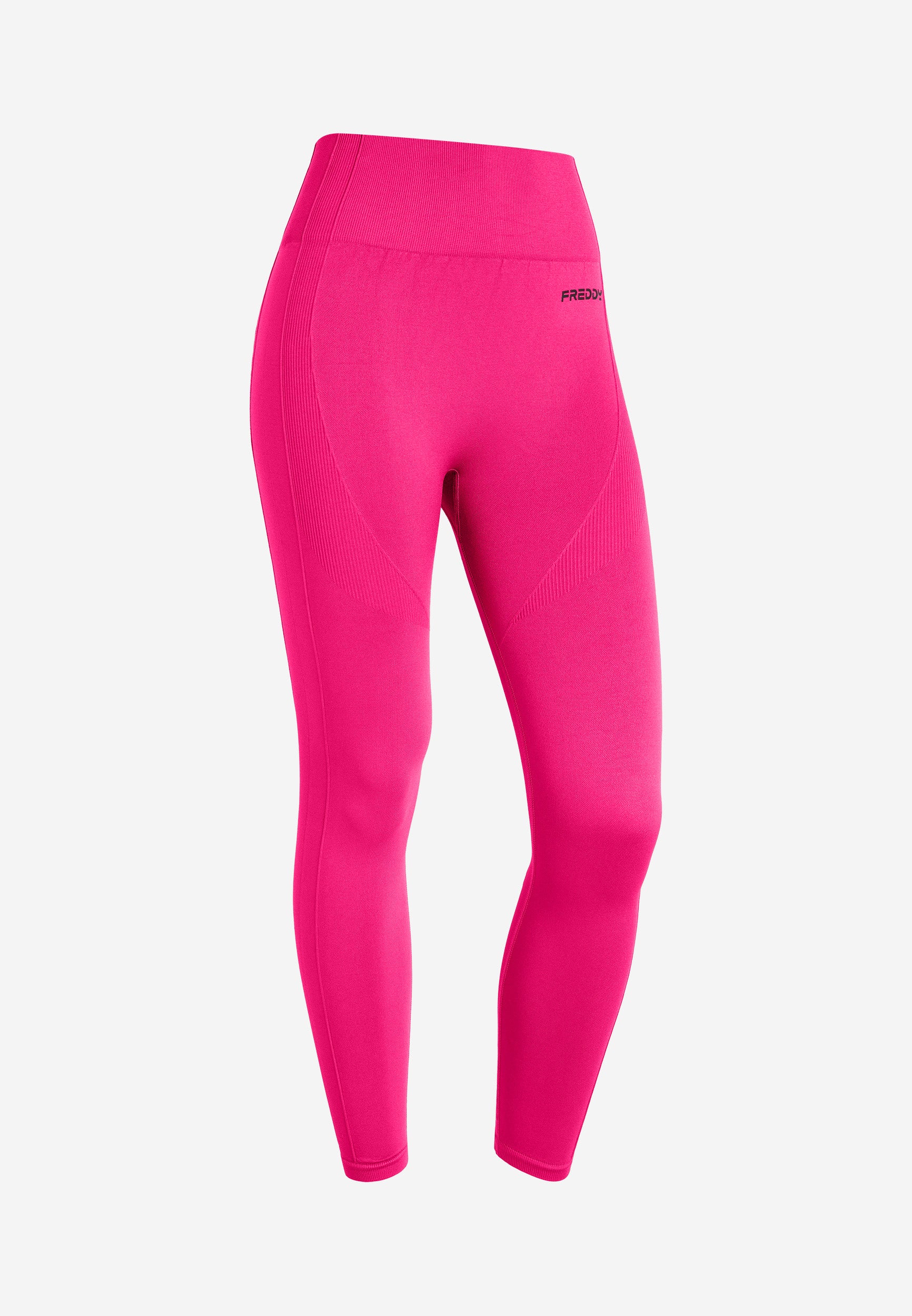 High-waistband ankle-length seamless leggings with ribbed