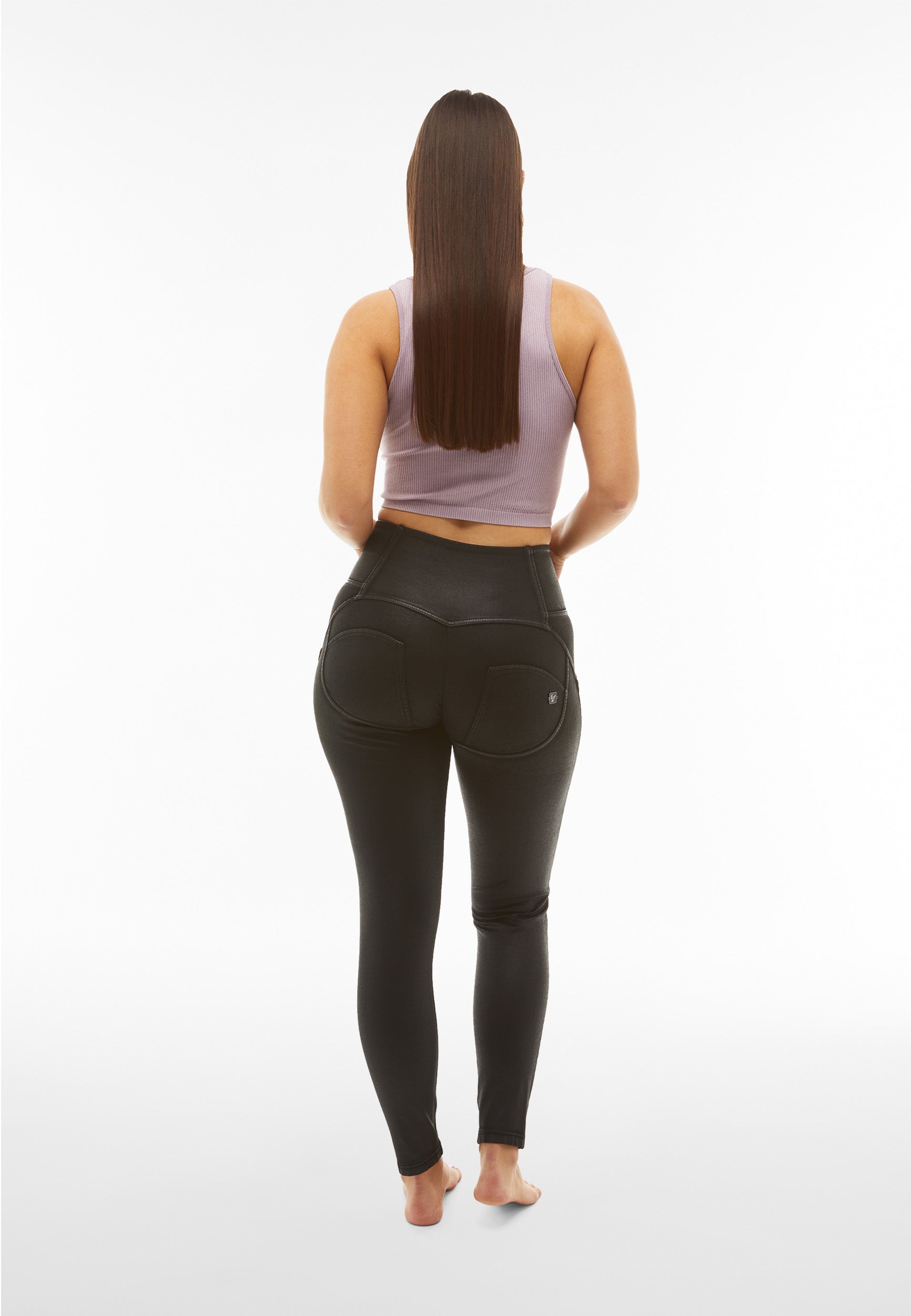 High waist superskinny WR.UP® shaping jeans in coated denim