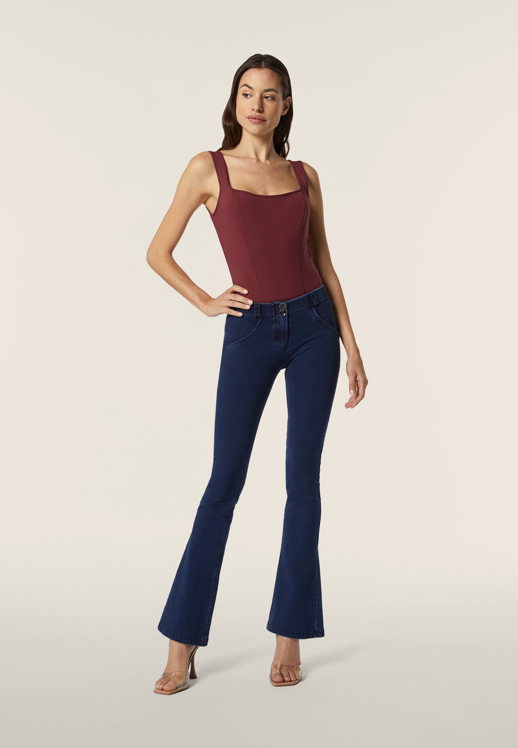 WR.UP® bootcut jeggings in denim jersey with a regular waist