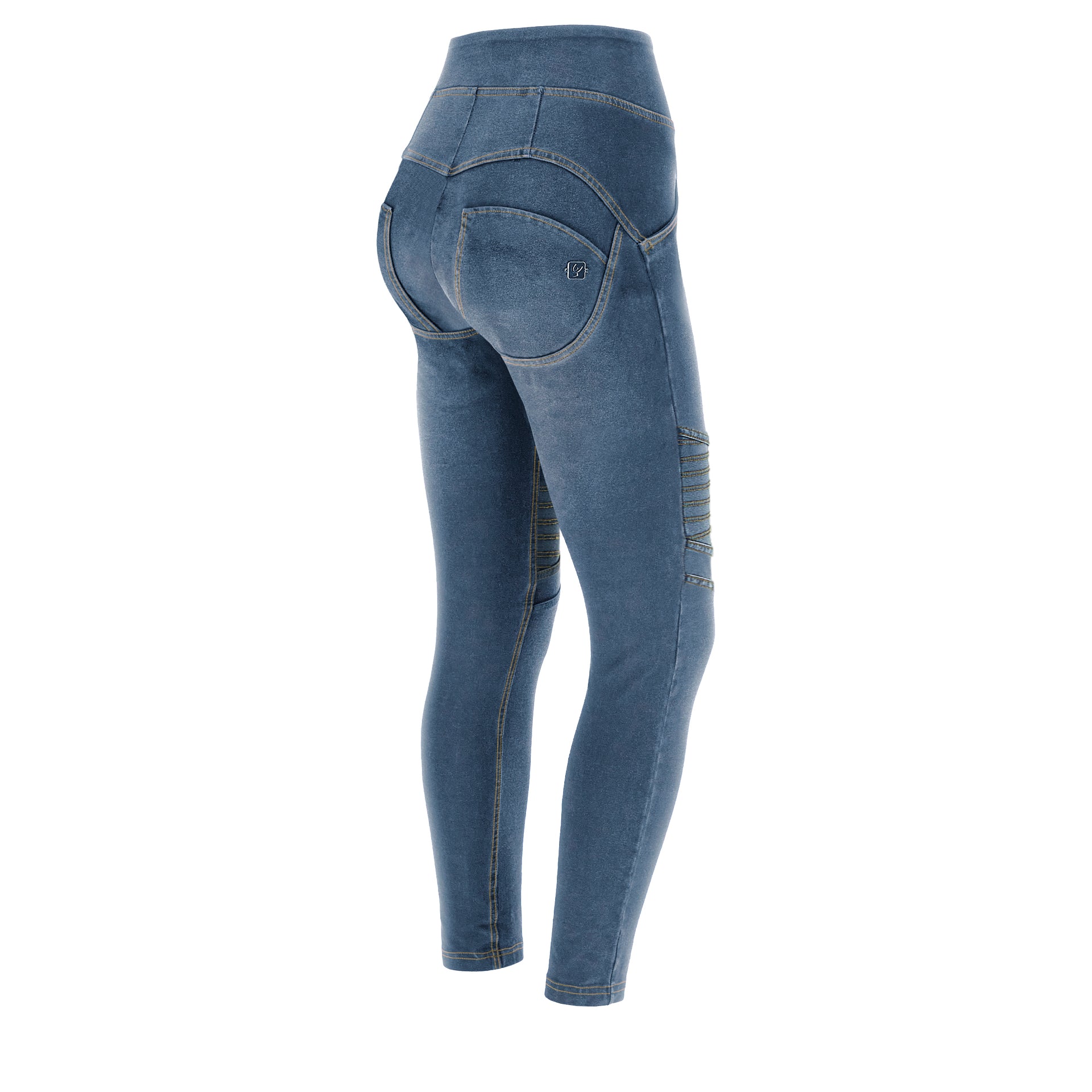 push-up 7/8 jeggings with super-high waist and biker inserts
