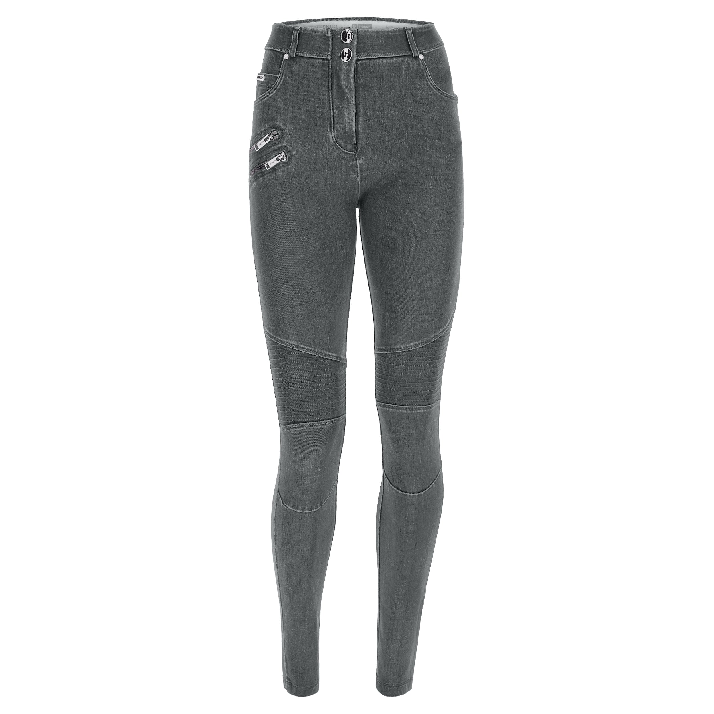 Shuttle-woven WR.UP® jeans with biker-chic details Shuttle-woven WR.UP® jeans with biker-chic details