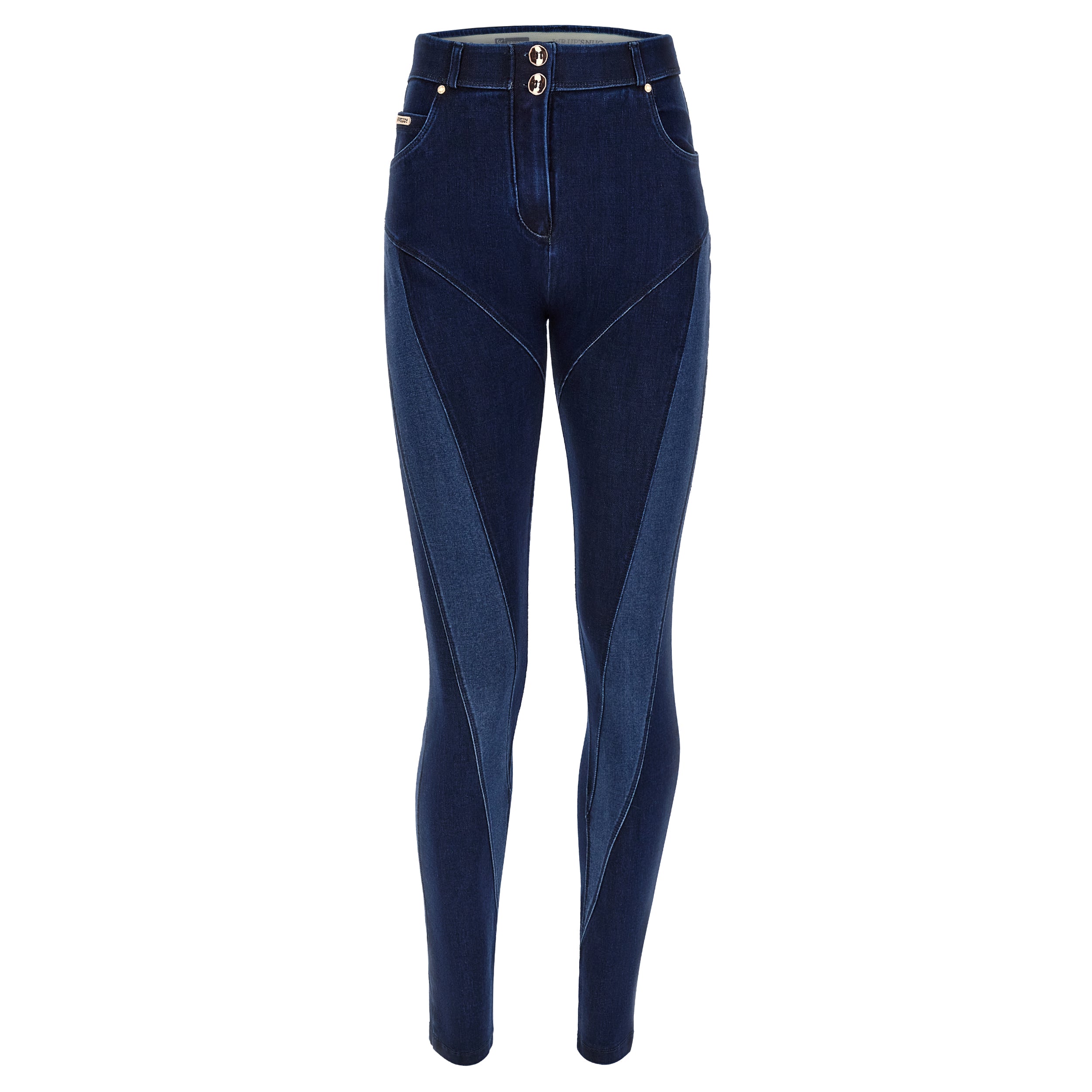 【INCHANT ME】[unisex/summer yarn] Fred pin tuck wide denim Freddy WR.UP Dark Blue Skinny Jeans + Yellow Stitching, low