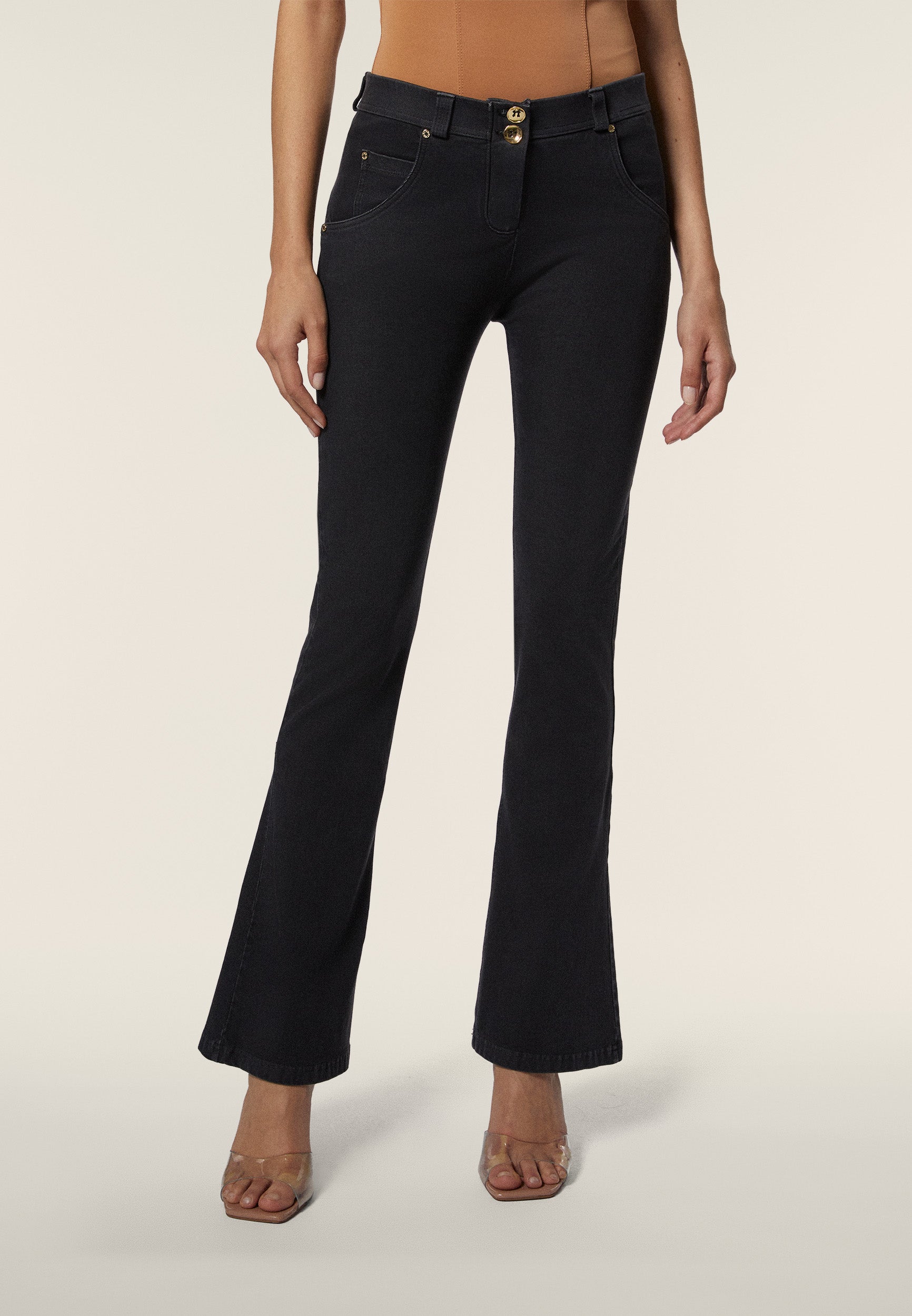 Acid-wash WR.UP® regular waist shaping jeans with a bootcut leg