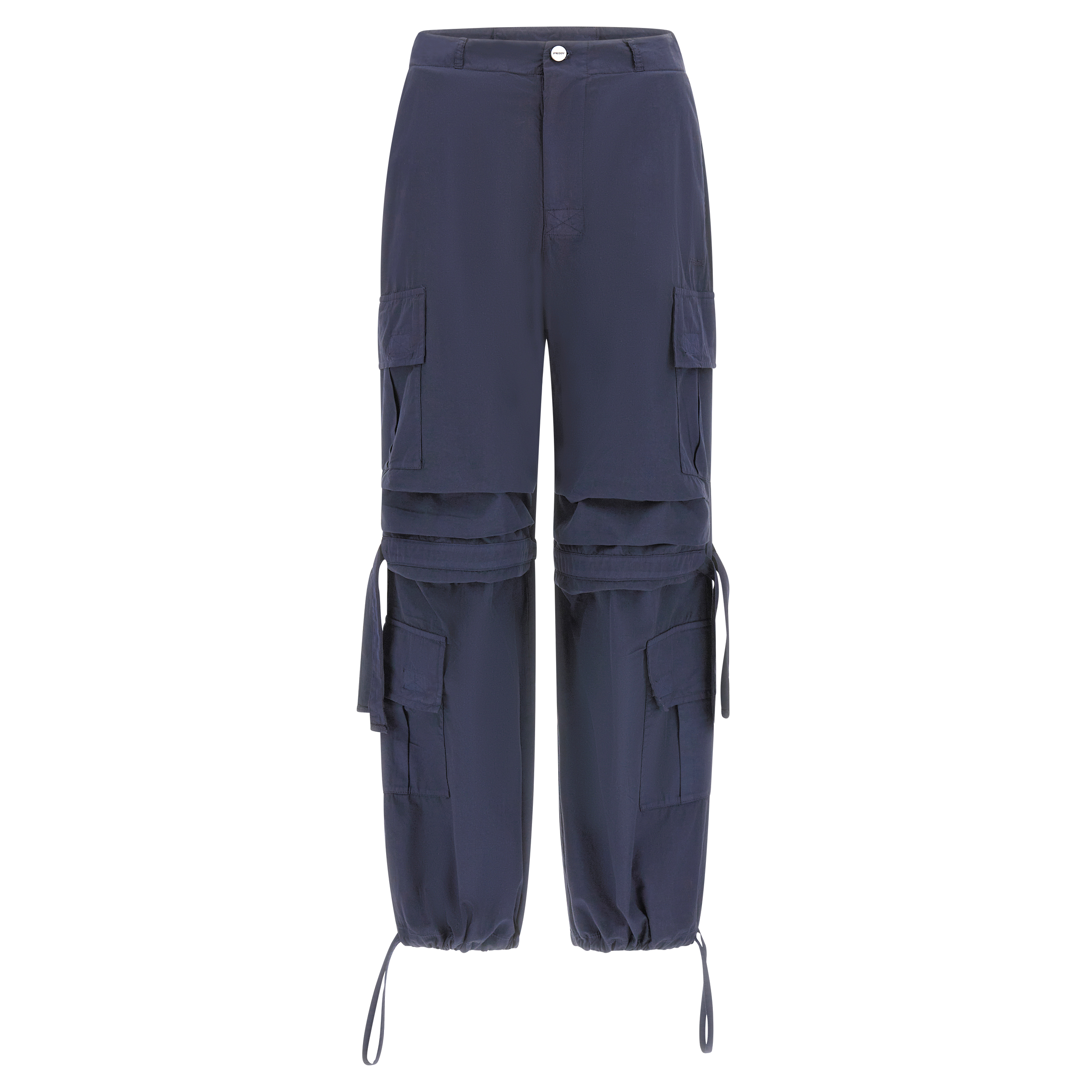 freddy pantaloni cargo con doppie tasche e coulisse intermedia, night blue direct dyed, donna