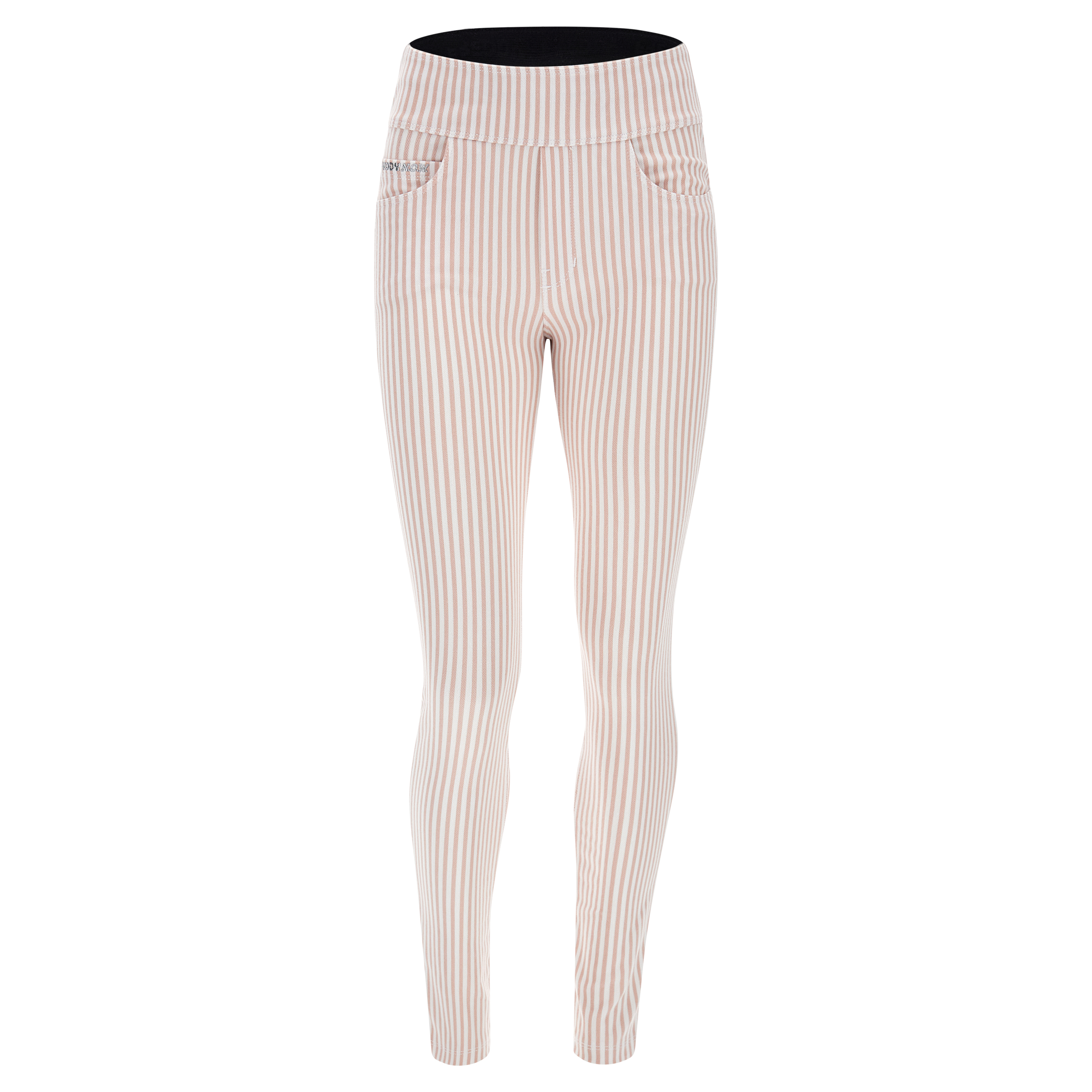 freddy pantalone n.o.w.® vita risvoltabile in jersey drill a righe pastello, rose cloud-white stripes, donna