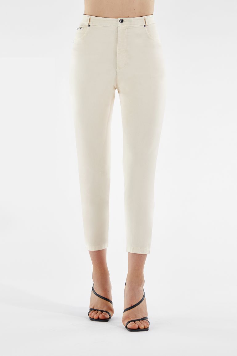 Pantaloni FREDDY BLACK 7 8 vita alta tessuto navetta beige Freddy Official Store