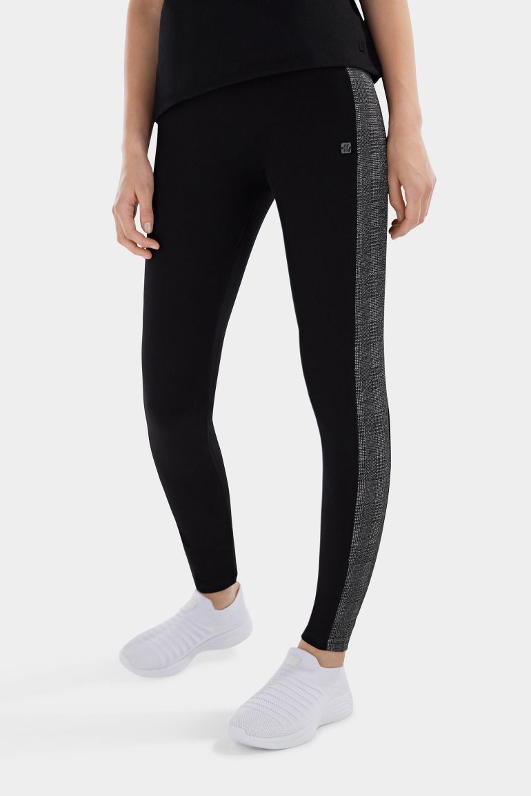claramente Específicamente terminar Leggings negros con bandas laterales en Príncipe de Gales de lúrex | Freddy  Official Store