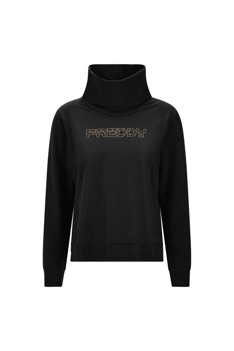 Felpa collo alto ampio con grafica su maniche e fianchi Freddy Official Store