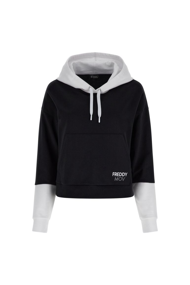 Felpa corta con cappuccio e inserti a contrasto Freddy Official Store
