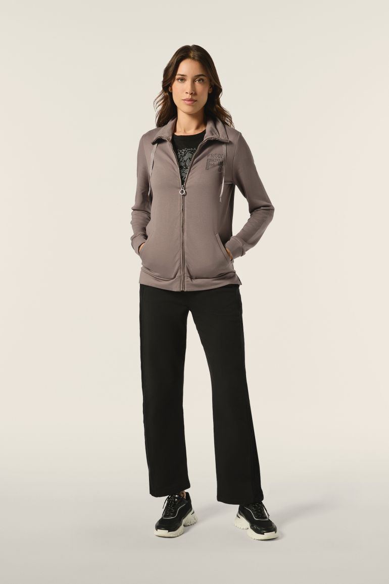 Felpa zip collo alto top
