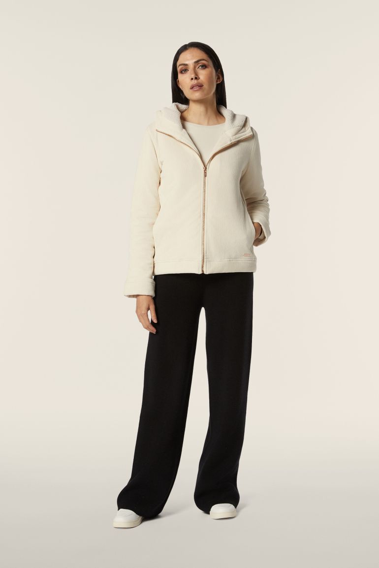 Zip front hooded jacket in corduroy with a Sherpa fleece lining Freddy Official Store