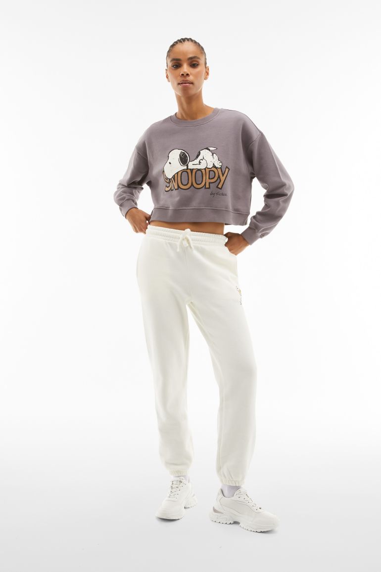 Felpa donna corta comfort fit con grande stampa Snoopy Freddy Official Store