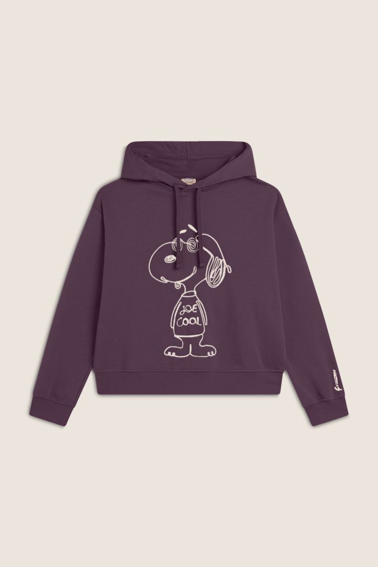 Felpa donna oversize con cappuccio e Snoopy ricamato Freddy Official Store