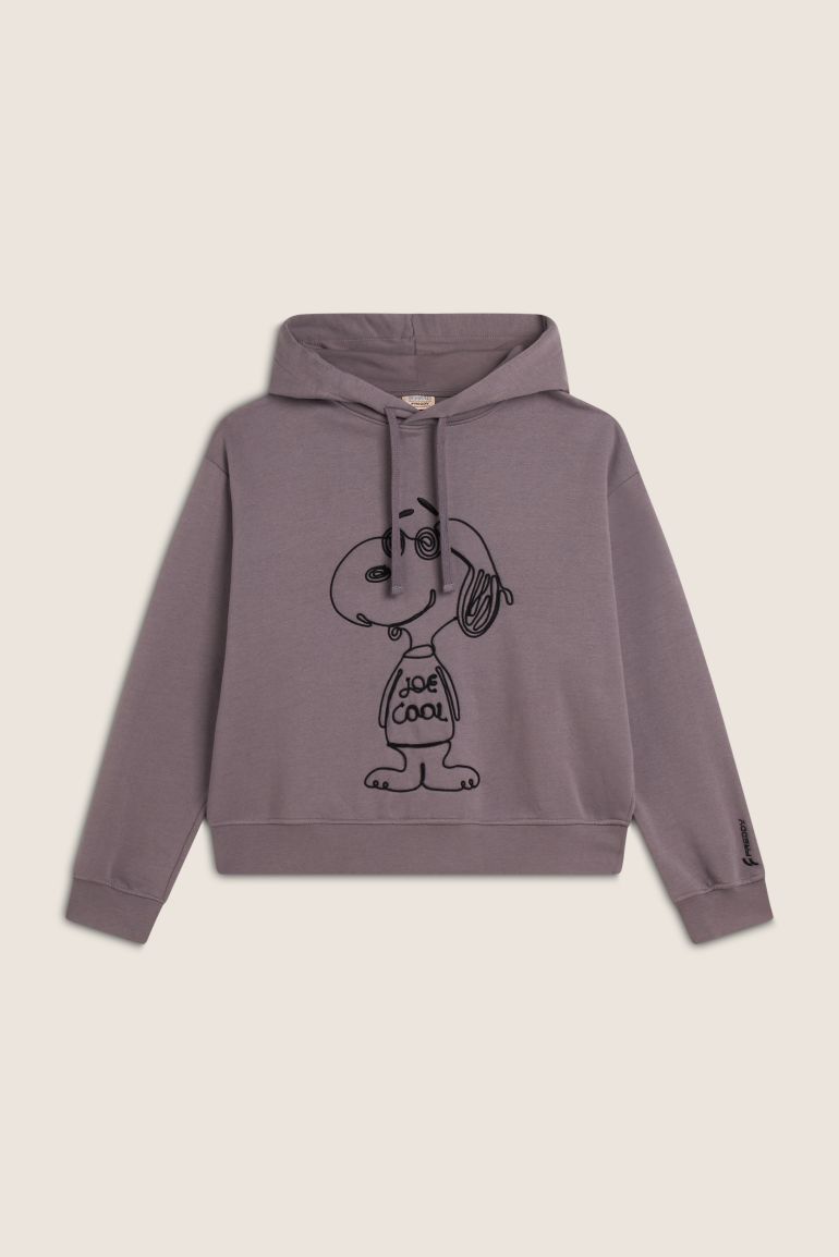 Felpa donna oversize con cappuccio e Snoopy ricamato Freddy Official Store