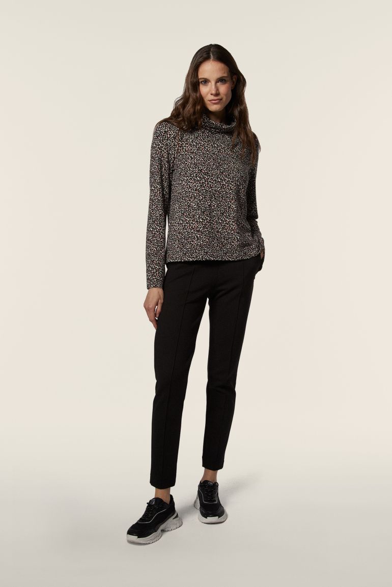 Felpa donna in viscosa stampa leopardata con collo alto Freddy Official Store