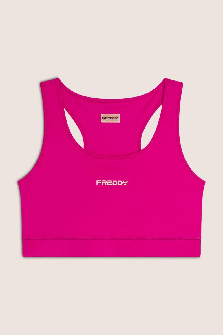 Reggiseno sportivo in tessuto tecnico con logo bronzo Freddy Official Store