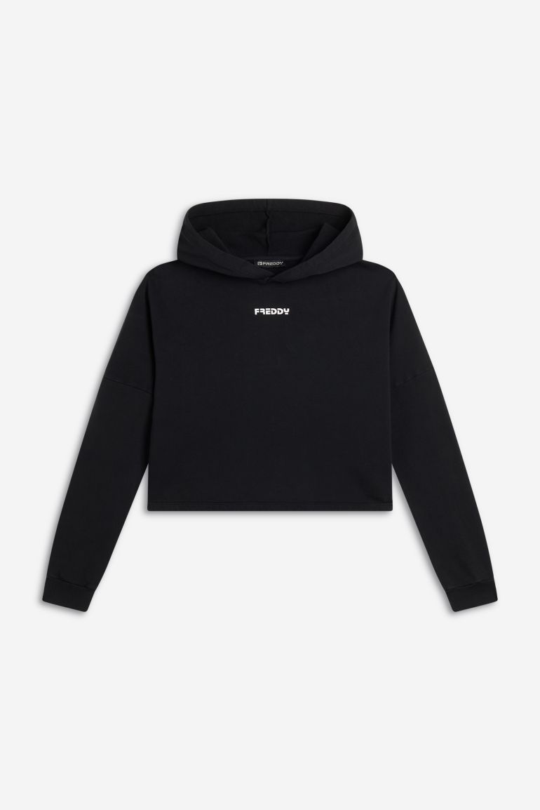 Felpa cropped con cappuccio deals