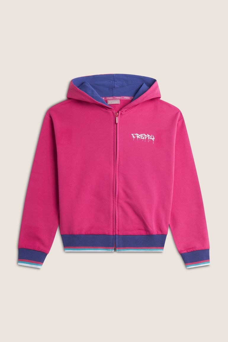 Felpa Bambina Zip e Cappuccio con stampe street art Freddy Official Store