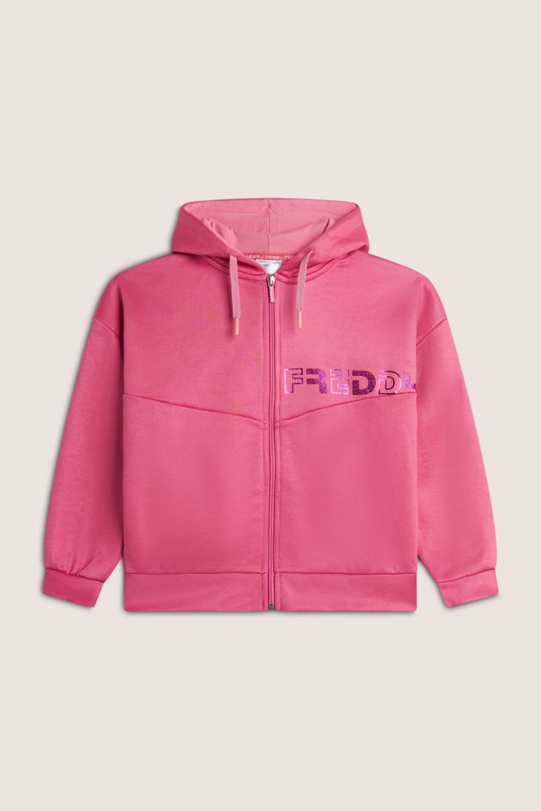 Felpa bambina con zip e cappuccio discount