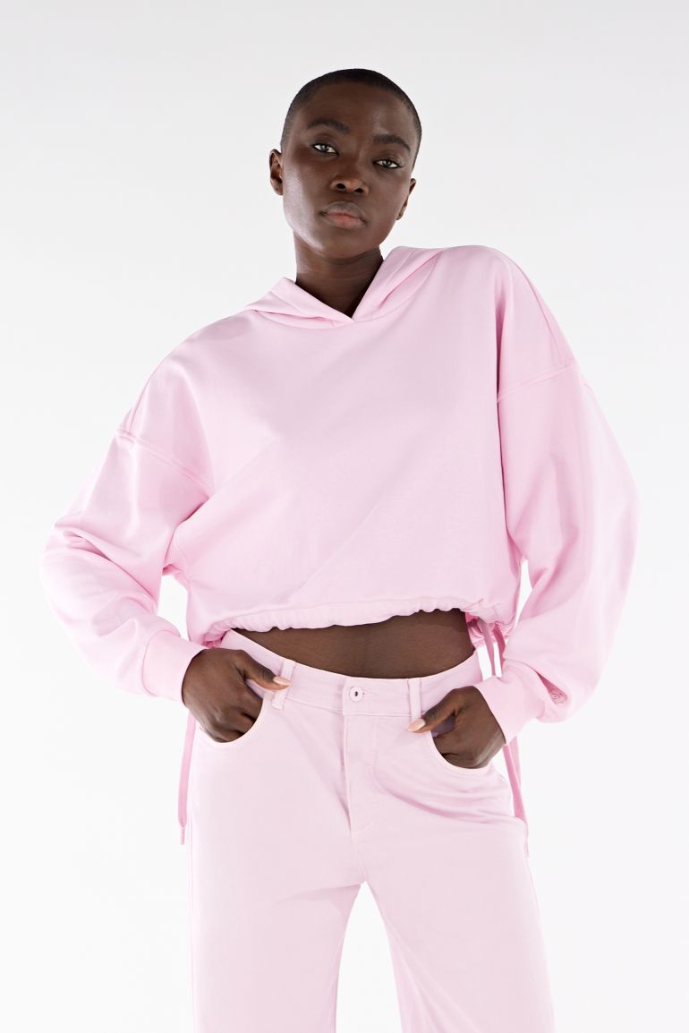Lightweight cropped sweatshirt with hood and drawstring at the bottom Freddy Official Store
