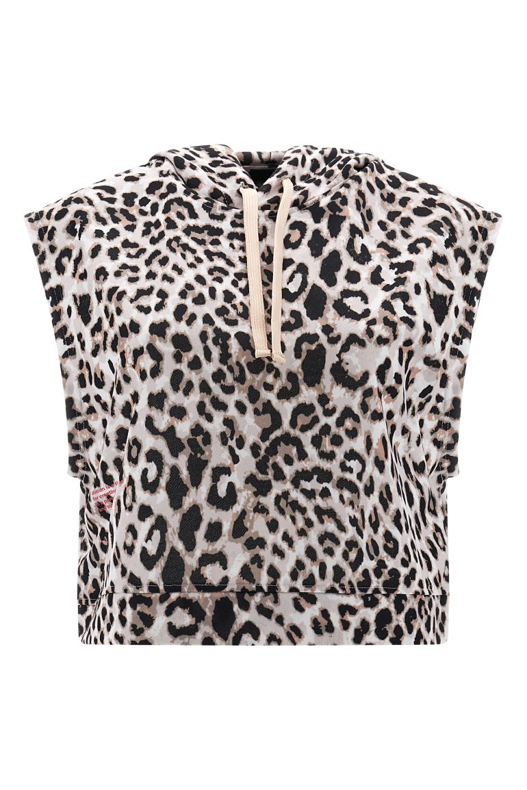 Cropped sleeveless leopard print hoodie | Freddy Official Store