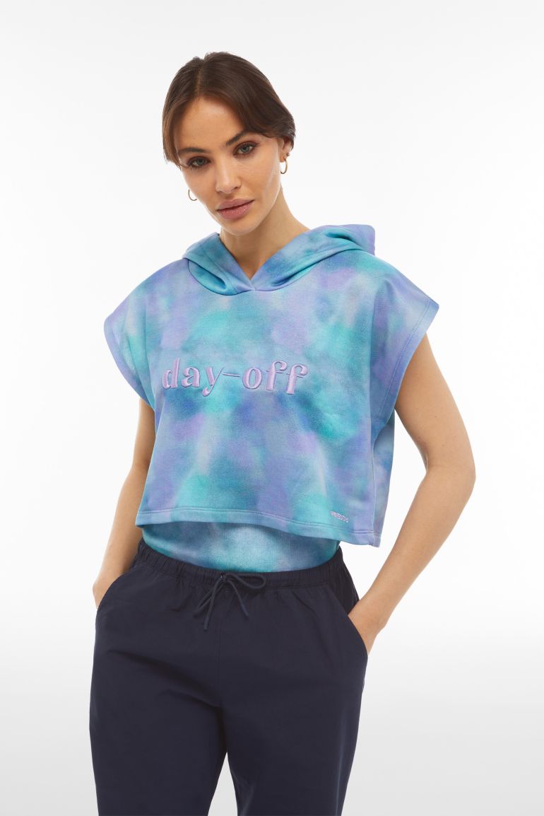 Tie dye cropped sleeveless sweatshirt with raw edges Freddy Official Store