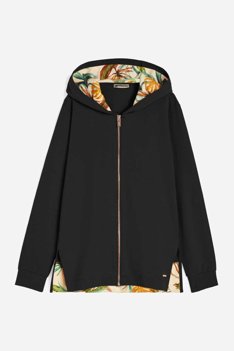 Zip front high neck sweatshirt top