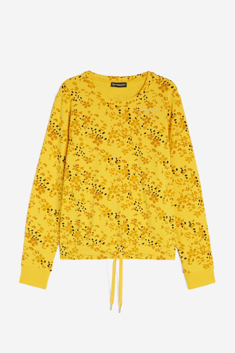 Felpa donna leggera con grafica floreale allover Freddy Official Store