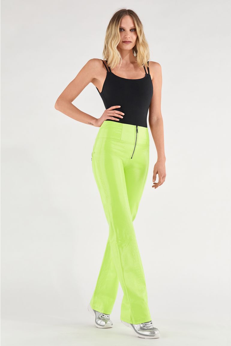 Lime green crocodile effect faux leather WR.UP skinny trousers Freddy Official Store