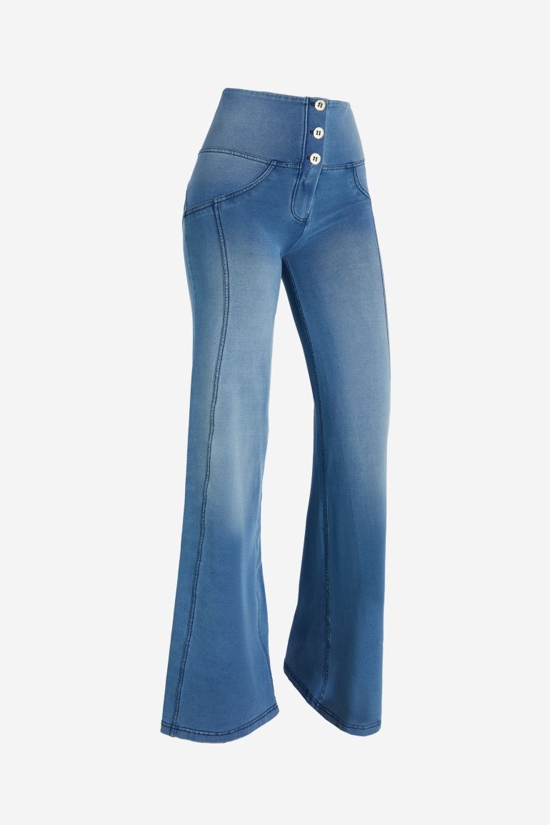 Pantaloni a palazzo di jeans hot sale