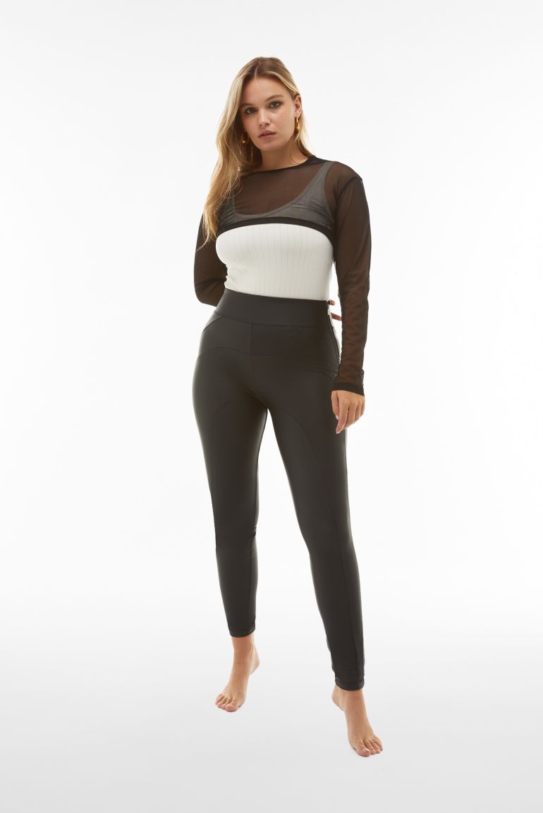 Leather panel trousers top