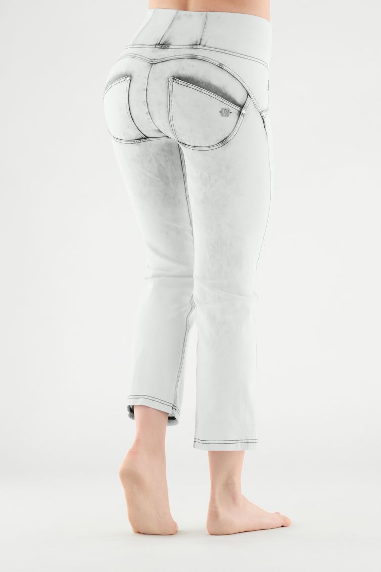 Jeans push up WR.UP bleached vita alta fondo cropped in denim navetta Freddy Official Store