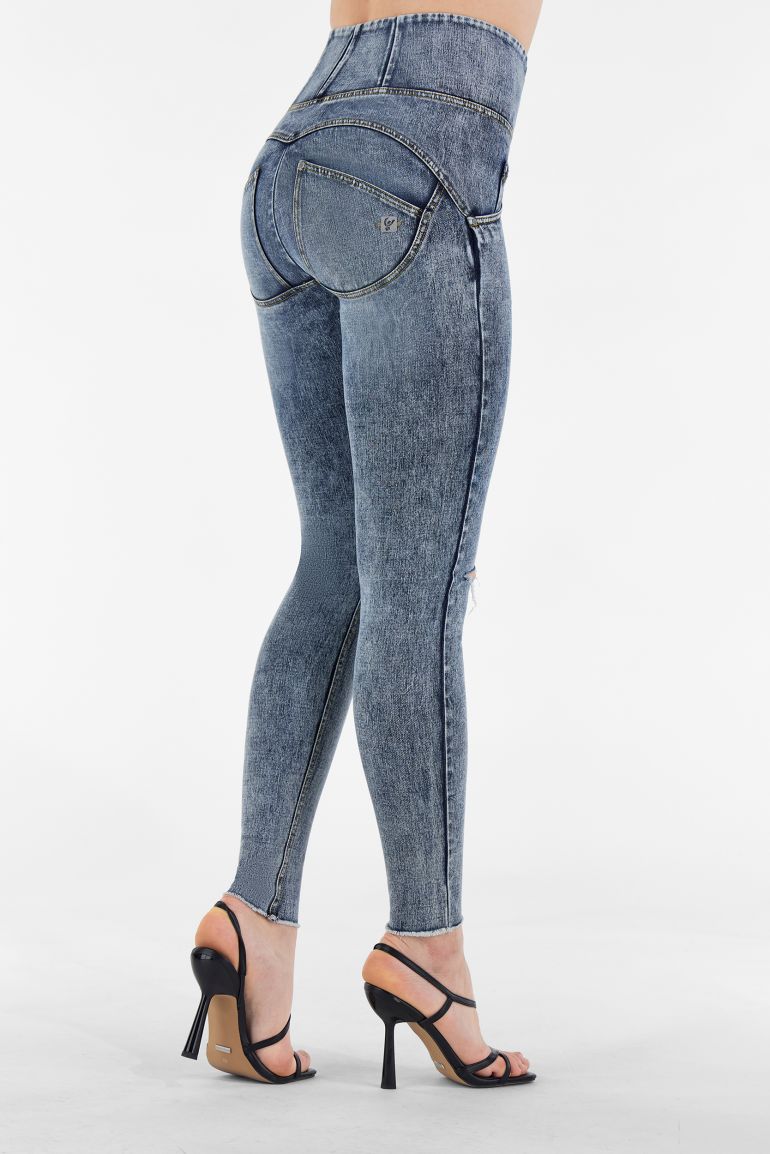 push up WR.UP® cintura alta superskinny en denim tejido plano mármol y rotos | Freddy Official Store
