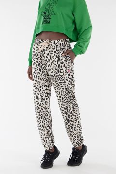 White leopard print joggers cheap