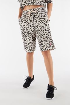 White leopard discount print shorts
