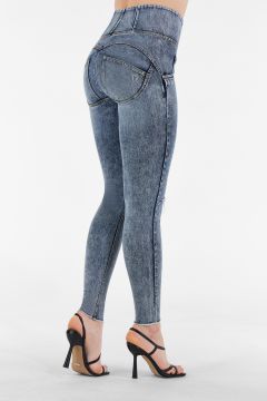 WR.UP high waist ripped push up jeans with shuttle woven acid