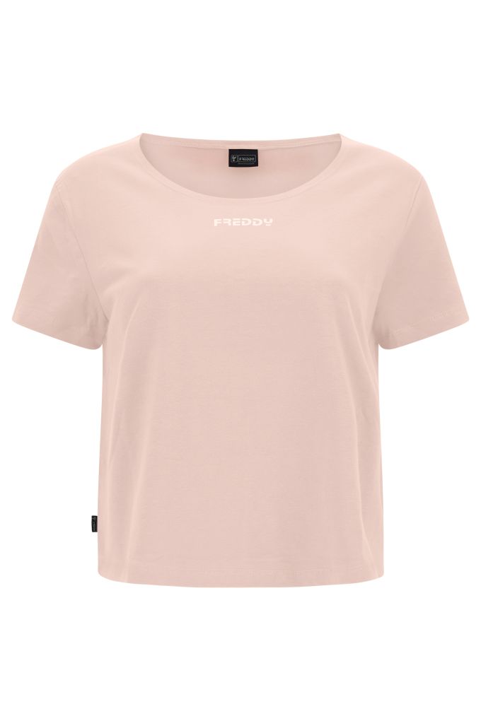 Cropped stretch cotton t-shirt with a copper Freddy logo