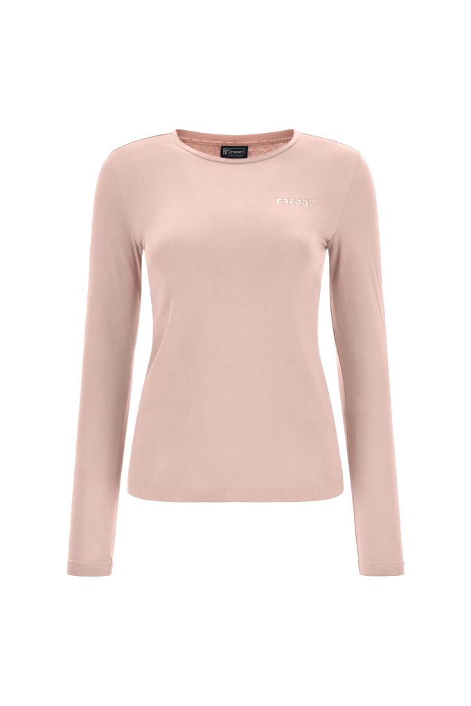 Long sleeve stretch t-shirt with a copper-hued Freddy logo